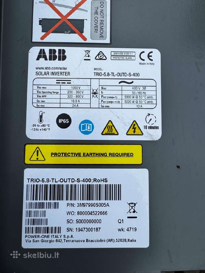 Parduodamas Abb 5,8kw saulės elektrinės inverteris - nuotraukos Nr. 2