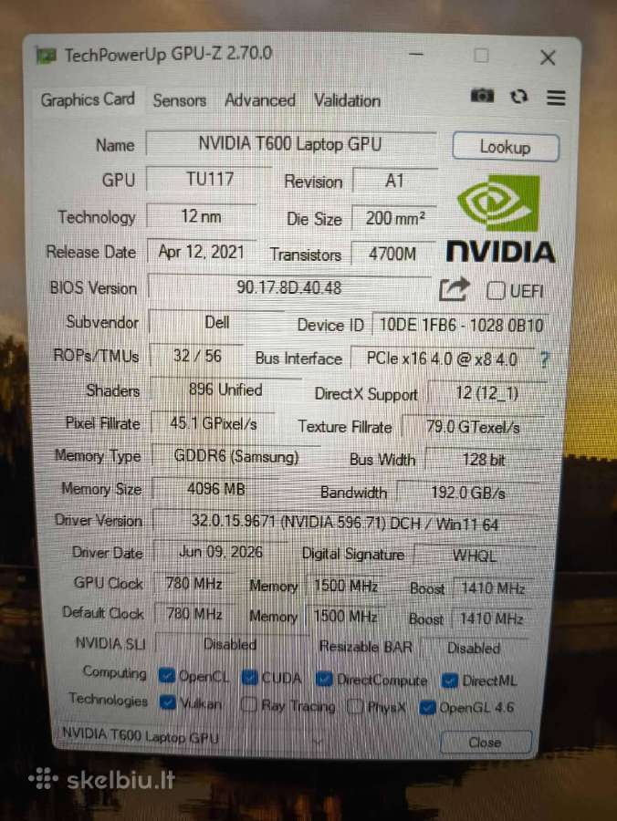 Precision i7-12700h 1*32gb Ddr5 512gb T600 4gb - nuotraukos Nr. 8