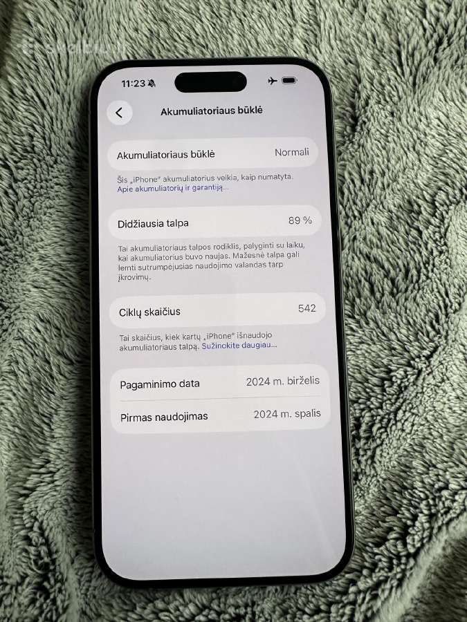 iPhone 15 Pro 128gb baterija 89% - nuotraukos Nr. 8