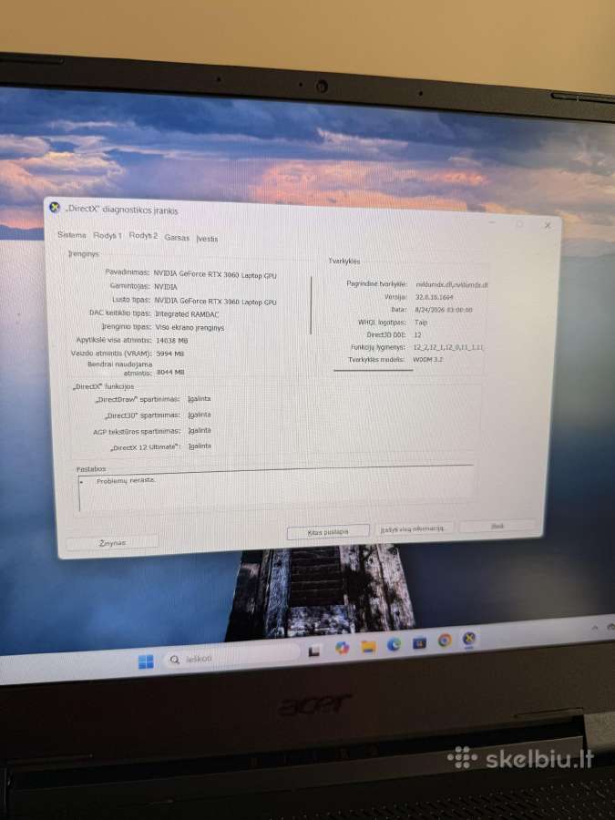 Acer Nitro 5 i5 12th gen 16gb Rtx3060 144hz - nuotraukos Nr. 5