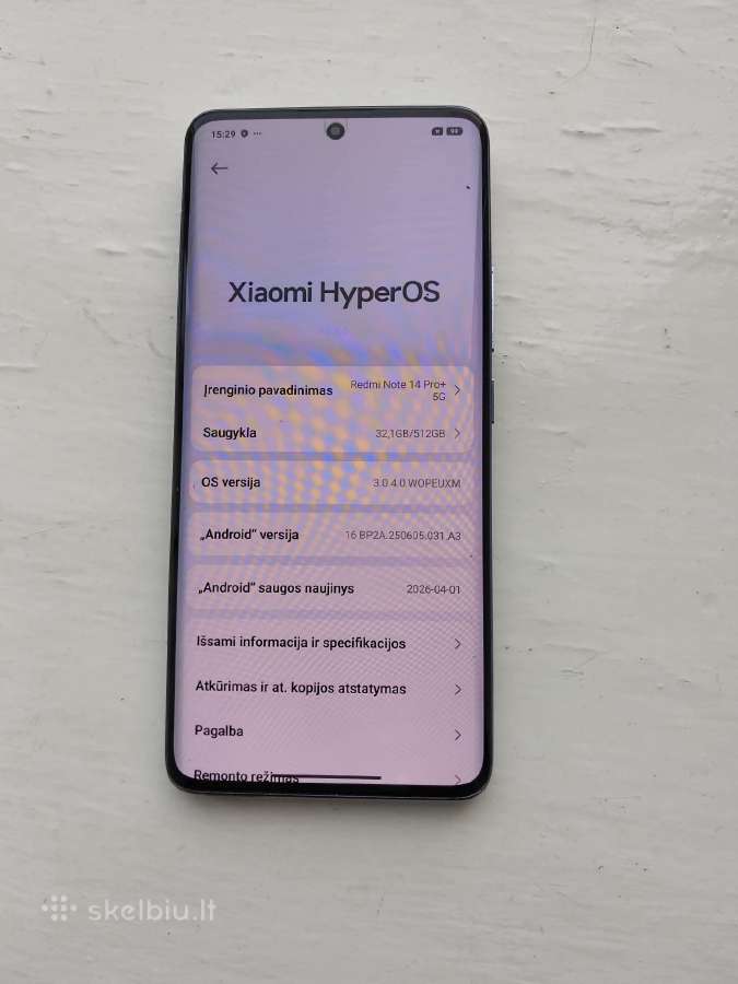 Xiaomi Redmi Note 14 pro plus 5G 512 GB 12 RAM - nuotraukos Nr. 3