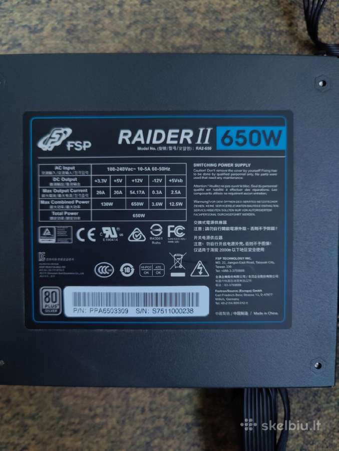 Fortron Raider II 650w maitblokis - nuotraukos Nr. 3