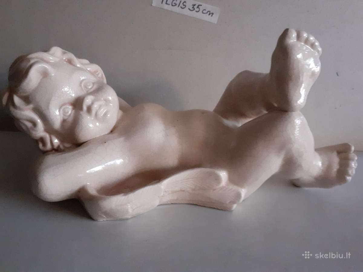 Didelė gulinčio angeliuko statulėlė Ilgis 35 - nuotraukos Nr. 9