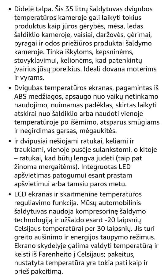 Automobilinis šaldytuvas,35l - nuotraukos Nr. 7