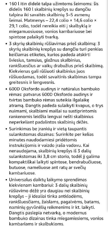 Skalbinių krepšys 3 skyriu (2 vnt) - nuotraukos Nr. 3