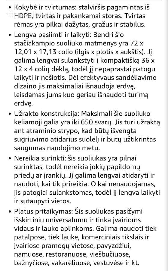 Sulankstomas suoliukas Vingli,2 vnt,1,8m - nuotraukos Nr. 6