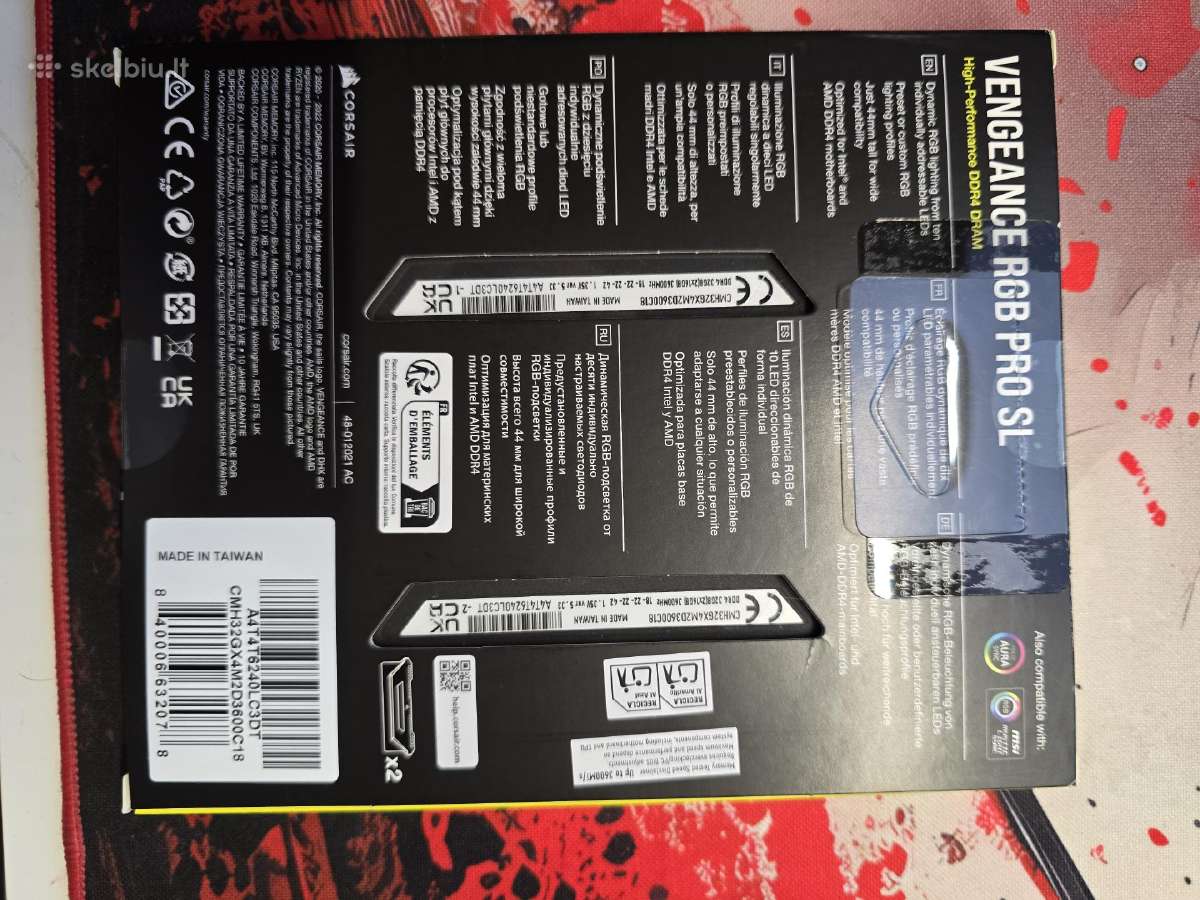 Corsair Vengeance Rgp Pro SL 32gb (2x16gb) 3600mhz - nuotraukos Nr. 2