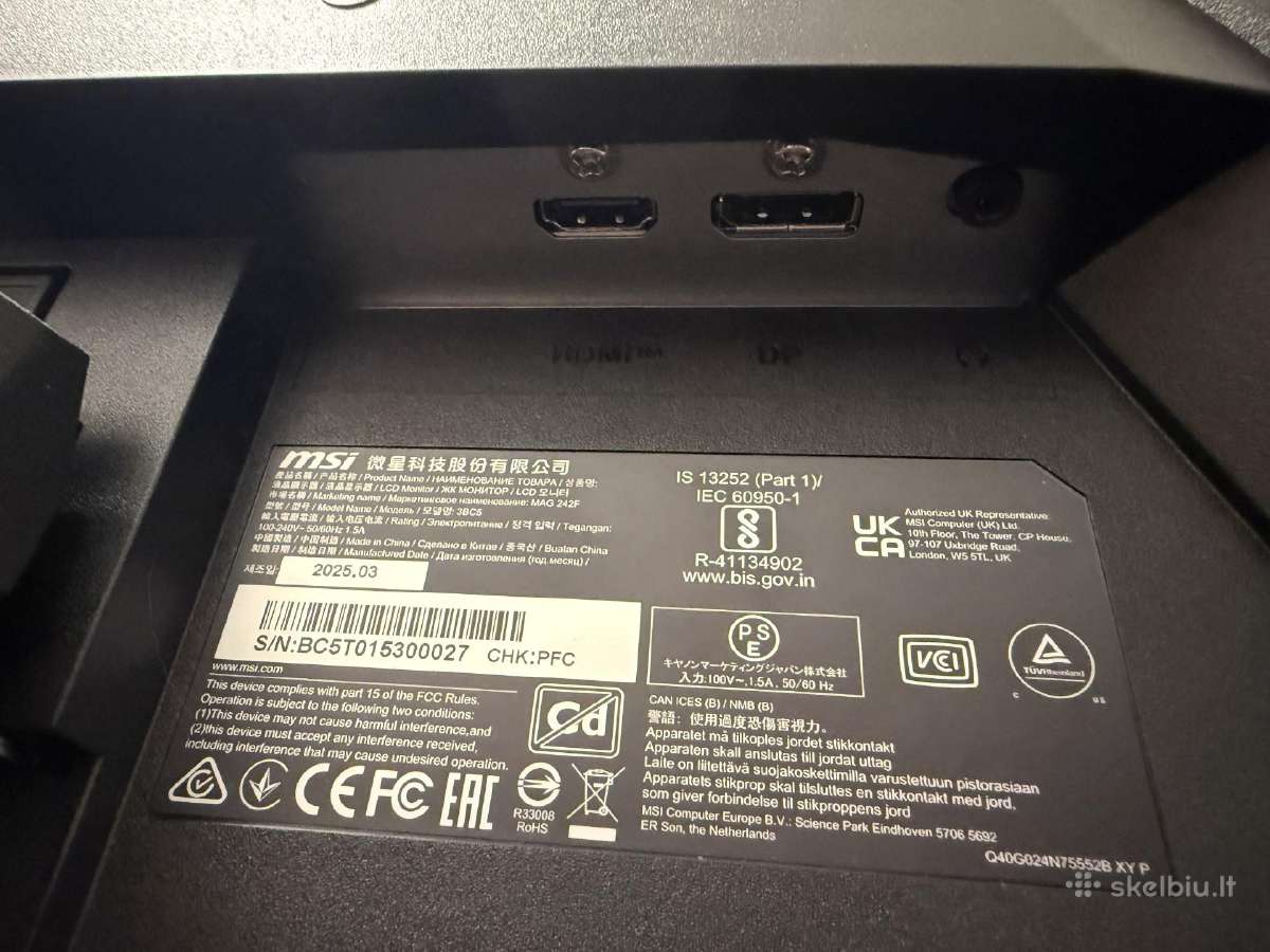 Msi Mag 242f, Ips, 200 Hz, Fhd, 23.8 - nuotraukos Nr. 7