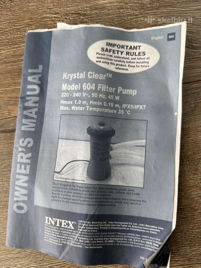Intex baseino Krystal Clear Model 604 / 2860 - nuotraukos Nr. 5
