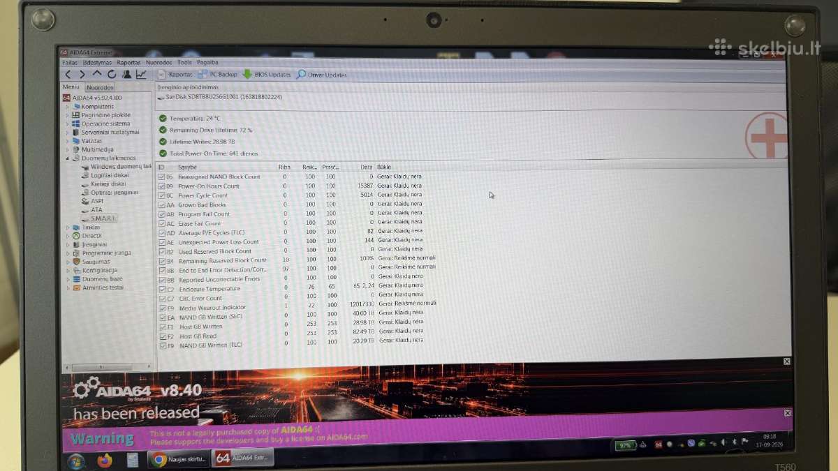 Lenovo Thinkpad T560 256 GB SSD 16 GB RAM - nuotraukos Nr. 4
