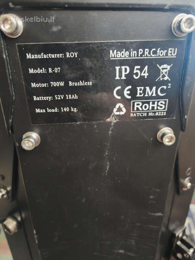 Elektrinis paspirtukas Roy R-07 (700w, 52v) - nuotraukos Nr. 6