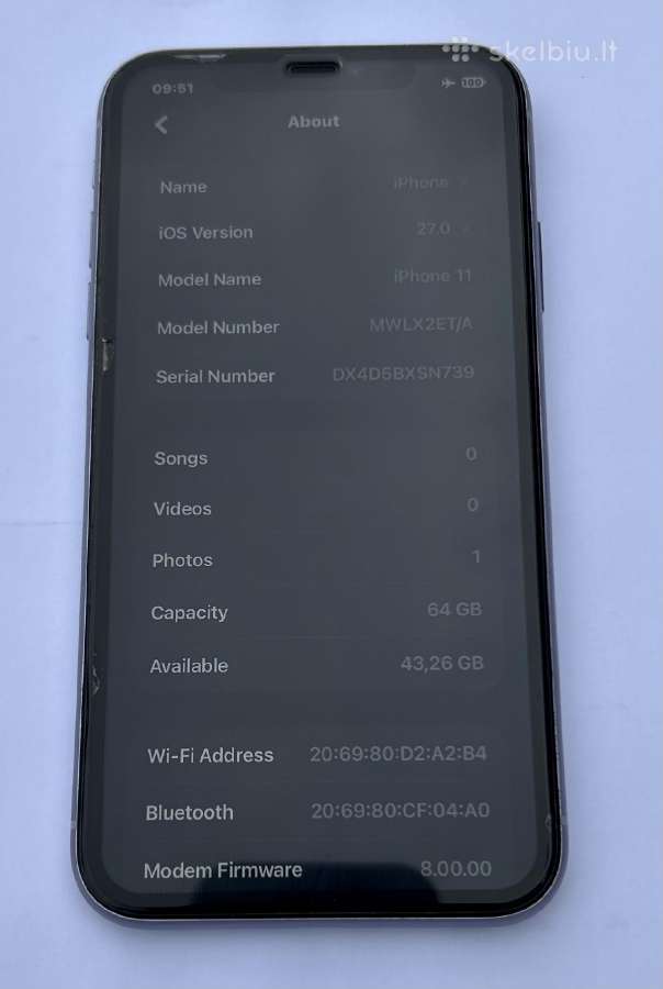 Parduodamas iPhone 11, 64 GB - nuotraukos Nr. 9