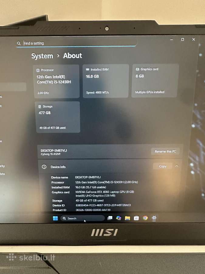 Msi cyborg rtx4060 - nuotraukos Nr. 5