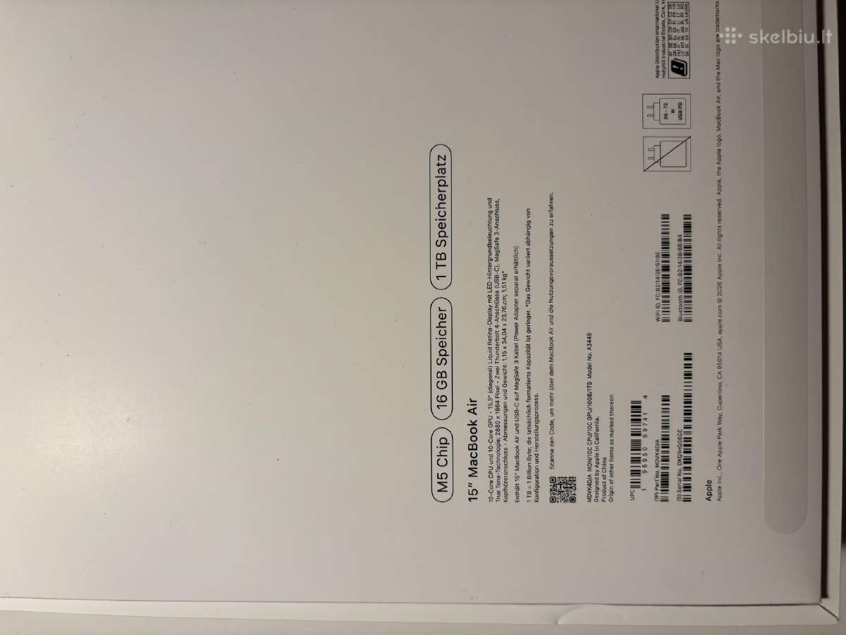 Macbookair2026, m5, 15inch, nešiojamas kompiuteris - nuotraukos Nr. 3