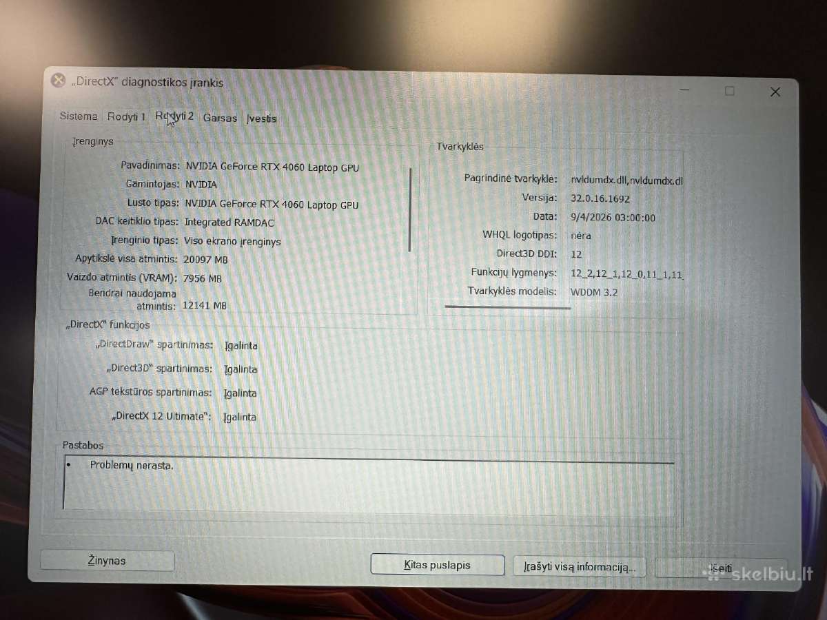 Lenovo Loq 15iax9 I5/rtx 4060/1tb/24gb Naudotas - nuotraukos Nr. 5