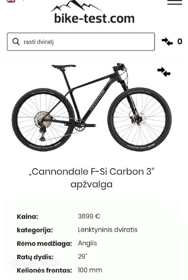 Cannondale F-Si Carbon 3 - XT, Lefty Ocho - nuotraukos Nr. 2