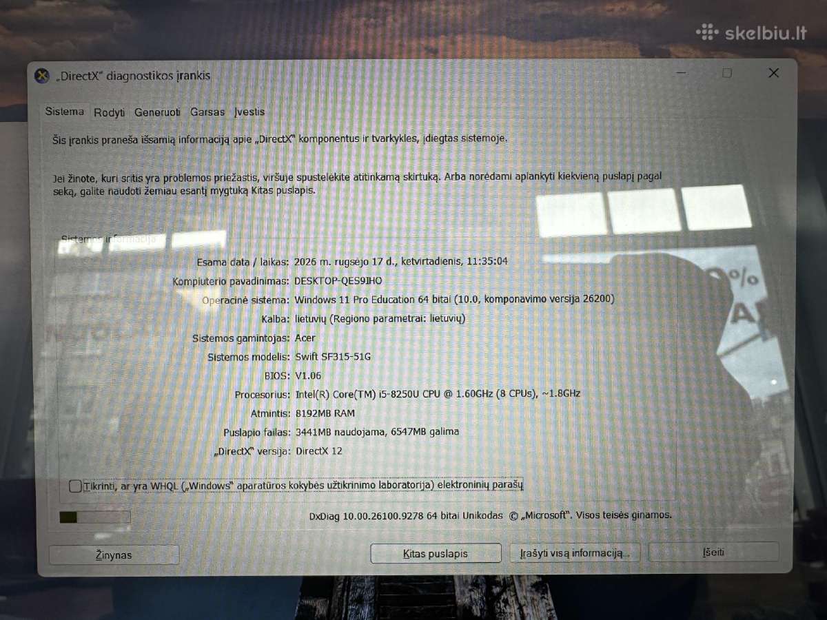 Acer Swit 3 Sf315-51 I5/mx150/256gb/8gb Naudotas - nuotraukos Nr. 3