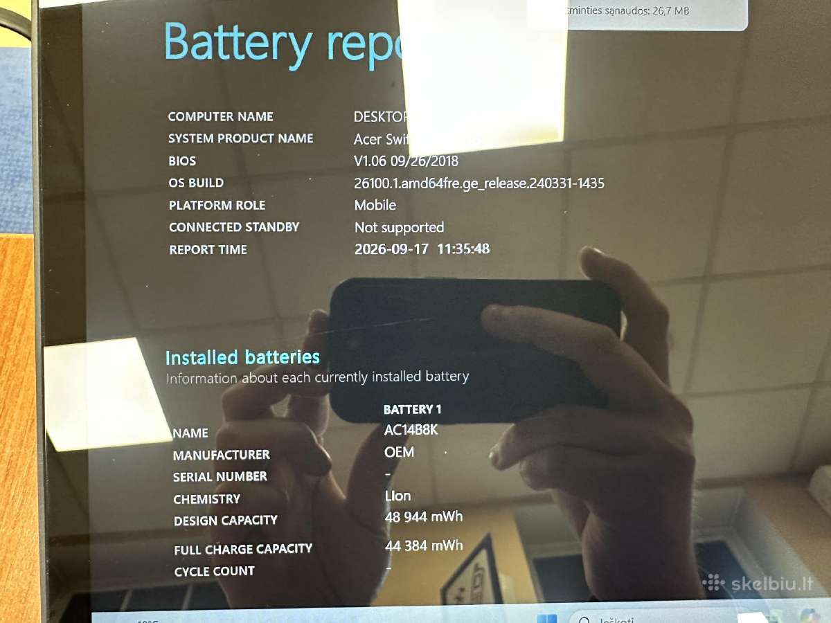 Acer Swit 3 Sf315-51 I5/mx150/256gb/8gb Naudotas - nuotraukos Nr. 5