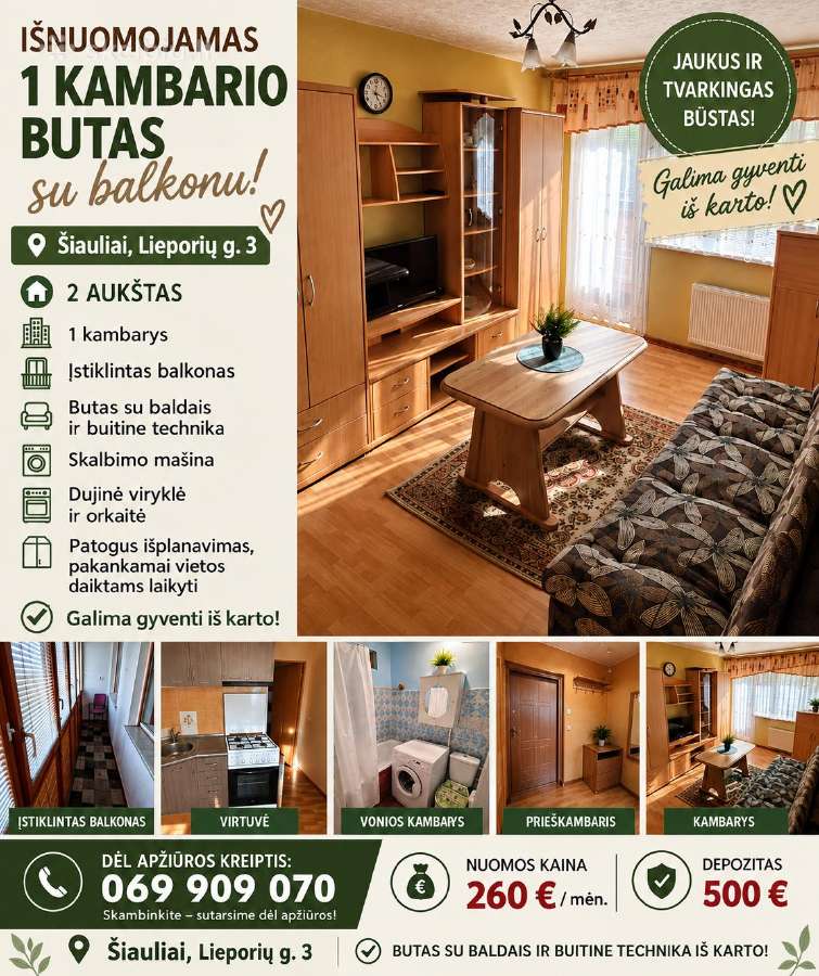 Vieno kambario butas - nuotraukos Nr. 2