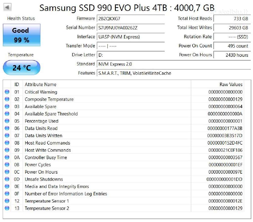 Samsung 990 EVO Plus nvme SSD - 4tb - nuotraukos Nr. 3