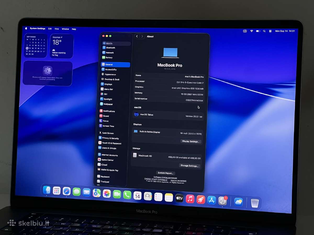 Parduodamas MacBook Pro 16 su Pro 5300m, 16g/512gb - nuotraukos Nr. 8