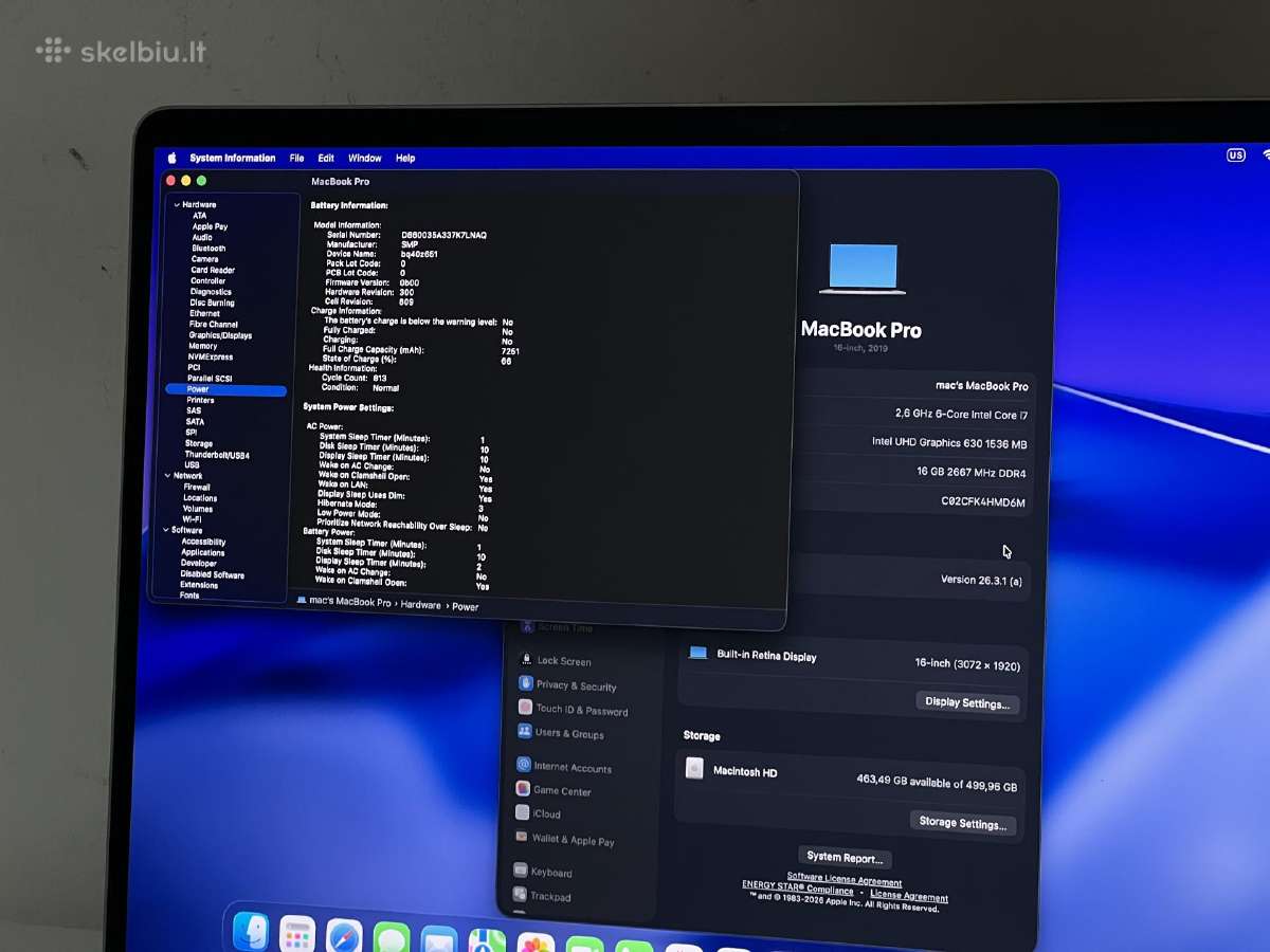 Parduodamas MacBook Pro 16 su Pro 5300m, 16g/512gb - nuotraukos Nr. 12