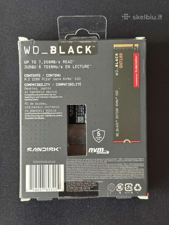 Naujas Sandisk Wd Black Sn7100 Nvme M.2 1tb SSD - nuotraukos Nr. 2