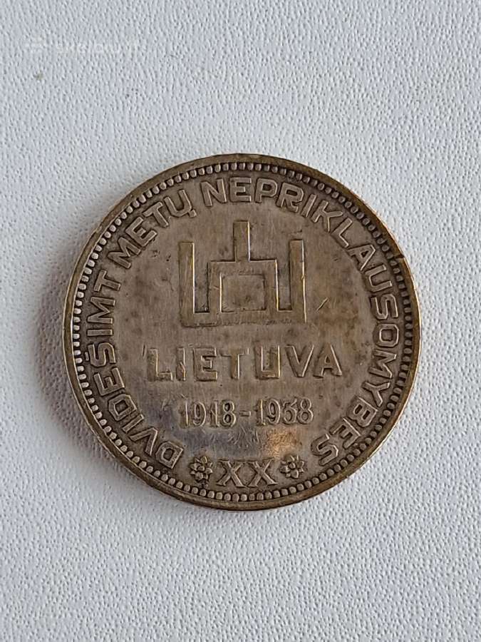 1938 m. 10 litų Antanas Smetona, sidabrinė moneta - nuotraukos Nr. 2