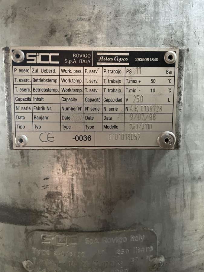 Atlas Copco 250 l oro resiveris 11 bar - nuotraukos Nr. 3