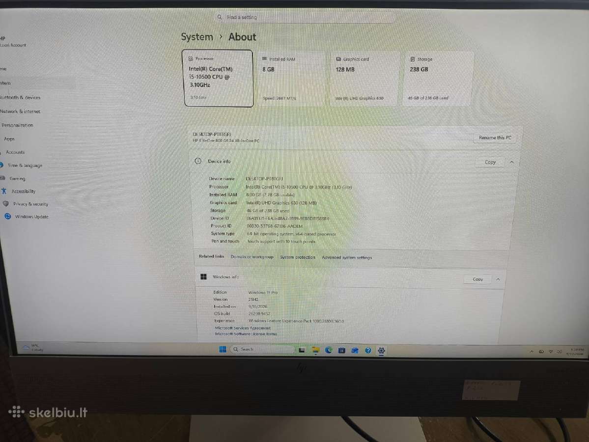 Hp Eliteone 800 G6 24" Aio Pc su Touch i5-10500 - nuotraukos Nr. 3