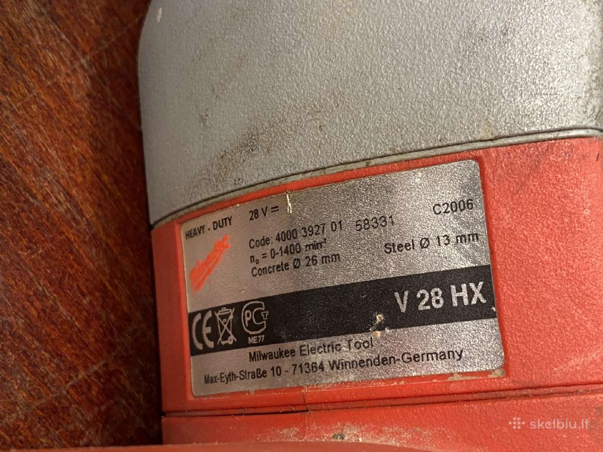 Profesionalus perforatorius Milwaukee V28 Hx - nuotraukos Nr. 7