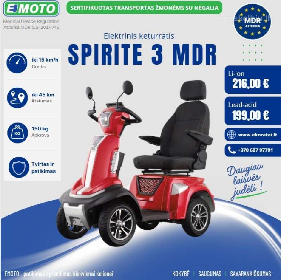 Elektrinis skuteris vežimėlis Medicininis sertifik - nuotraukos Nr. 2