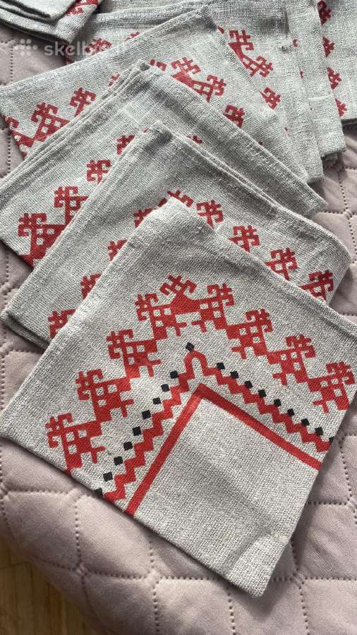 Vintažinis „dailės“ lino servetėlių komp 12vnt - nuotraukos Nr. 2