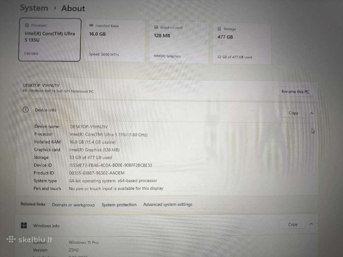 Elitebook 640 G11 14" Ultra 5 135u 16gb 512gb 0%** - nuotraukos Nr. 6