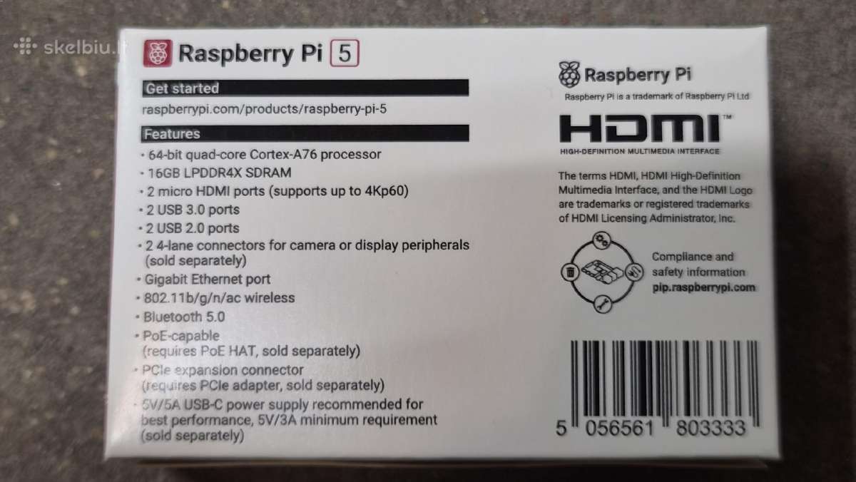 Raspberry Pi 5 16gb RAM - nuotraukos Nr. 2