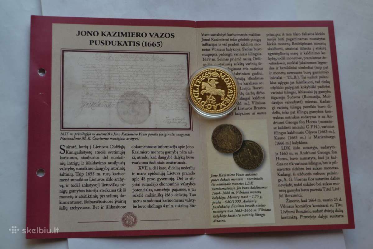 Jono Kazimiero Vazos pusdukatis 1665 m. - nuotraukos Nr. 2