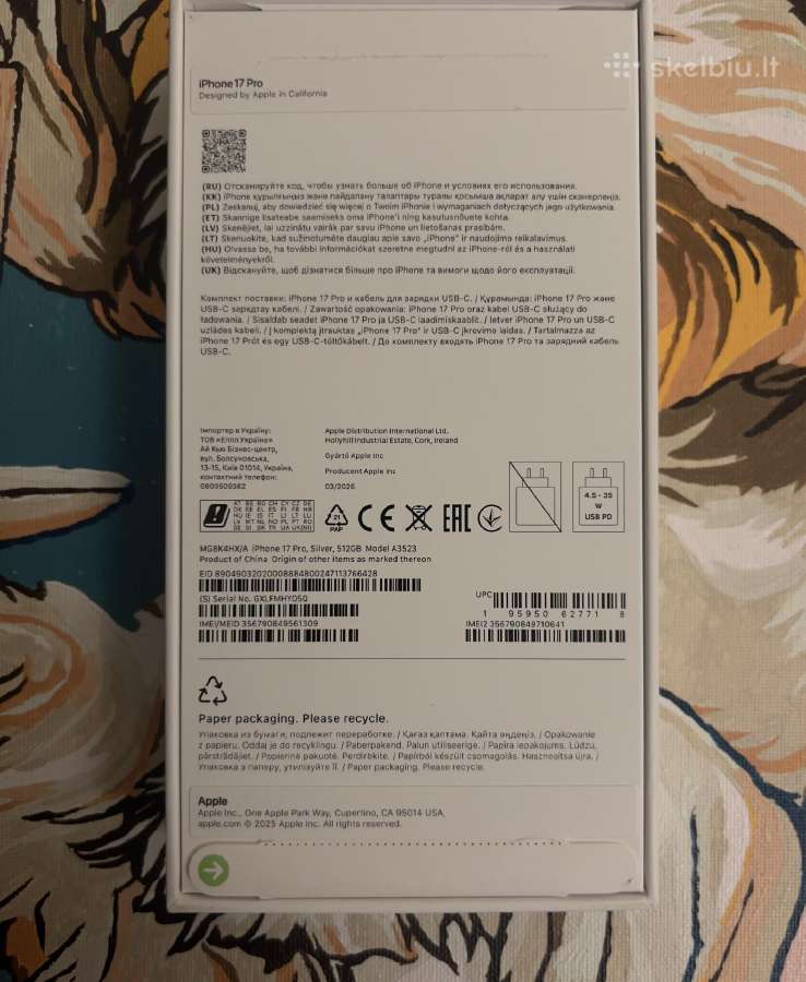 iPhone 17 Pro 512gb (Idealus) 1350€ - nuotraukos Nr. 10