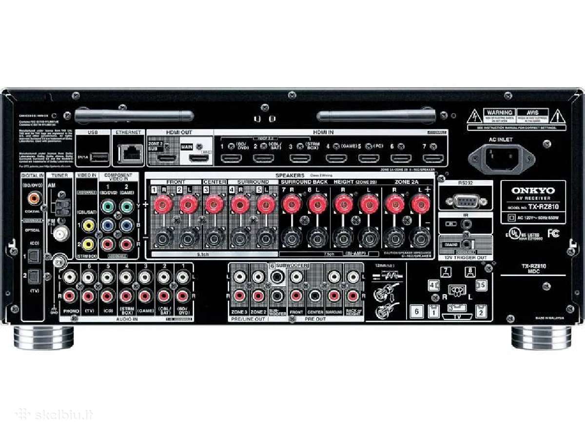 Tinklo stiprintuvas Onkyo Tx-rz810, 7.2, 130 W/ch - nuotraukos Nr. 3