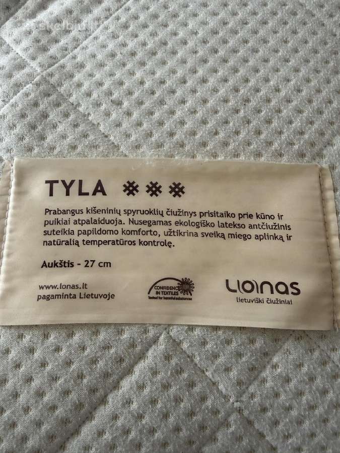 Subtila dvigulė lova su lonas čiužiniu 180x200 - nuotraukos Nr. 6