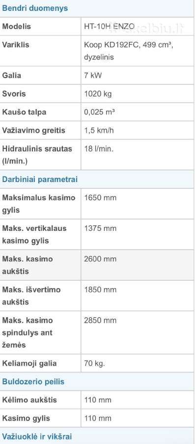 Mini Ekskavatorius Enzo Ht-10h dyzelinis, 1 tonos - nuotraukos Nr. 33