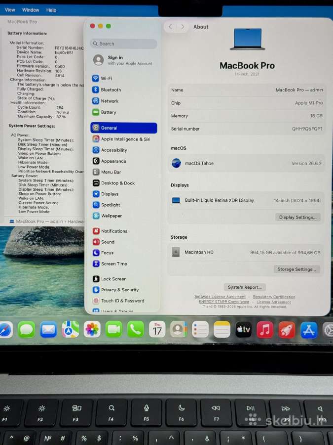 Apple MacBook Pro 14 M1 Pro / 16gb / 1tb SSD - nuotraukos Nr. 4