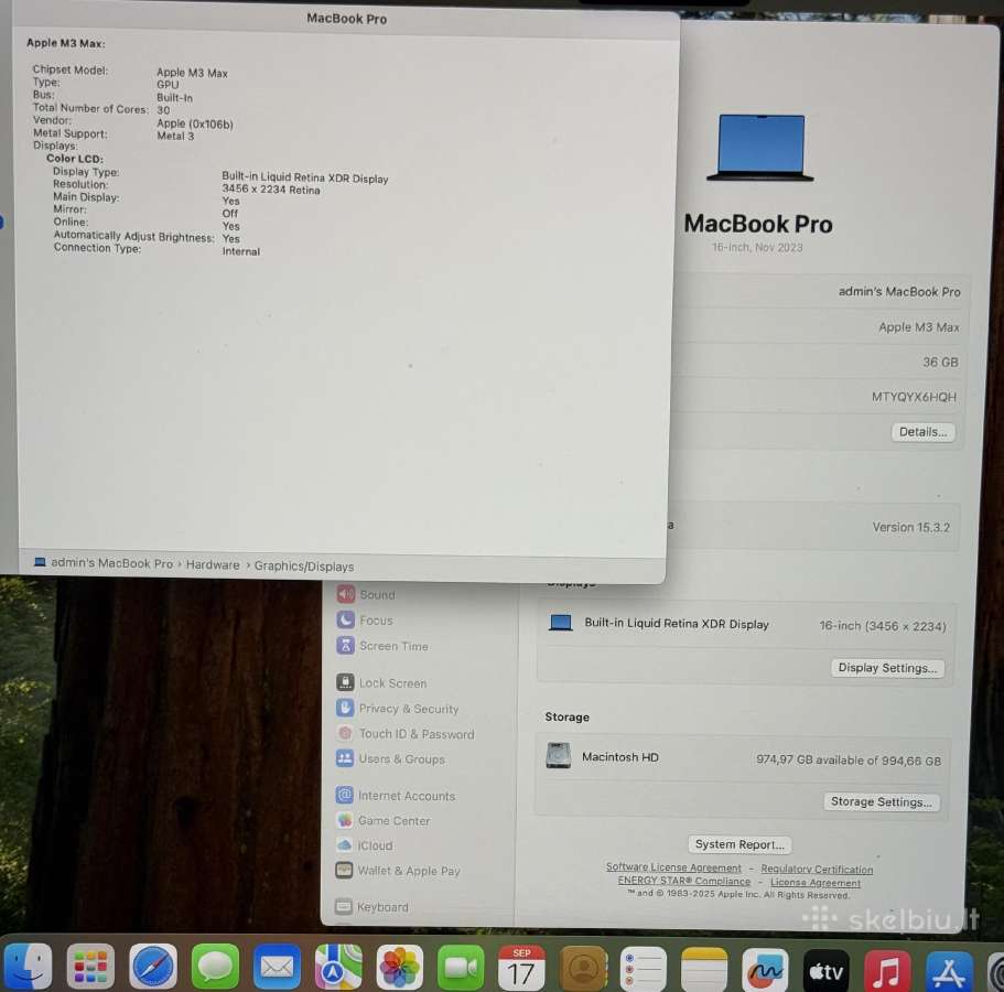 MacBook Pro 16 M3 Max / 36gb / 1tb / 30-core Gpu - nuotraukos Nr. 5