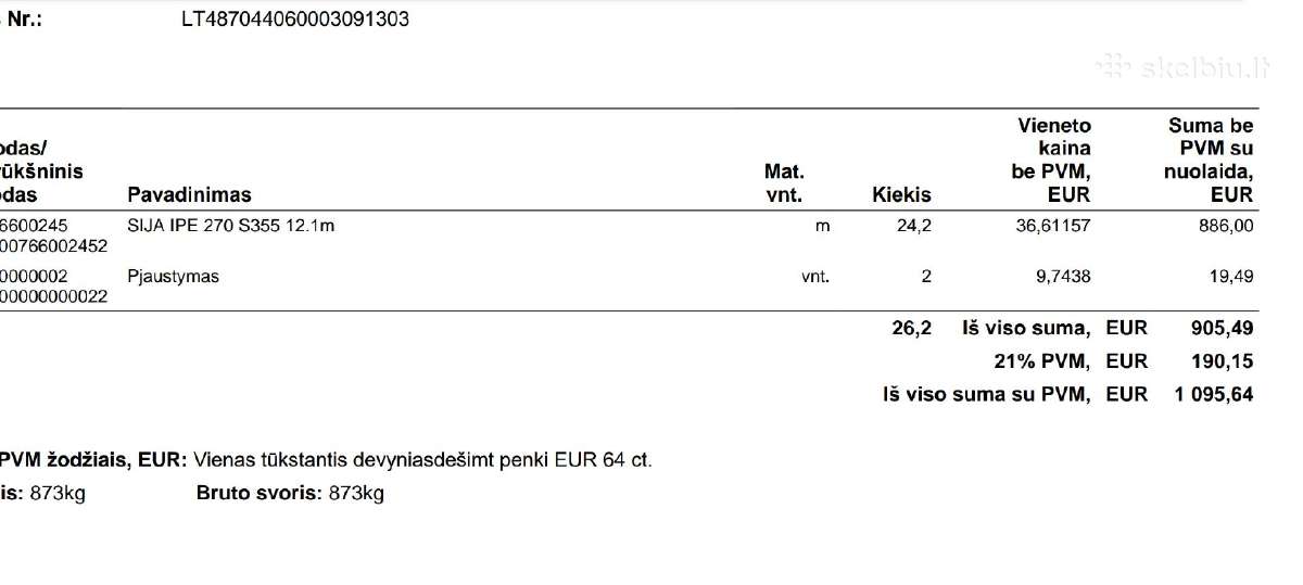 Hebas (Ipe 270 S355) Ilgis 5.05m - nuotraukos Nr. 5