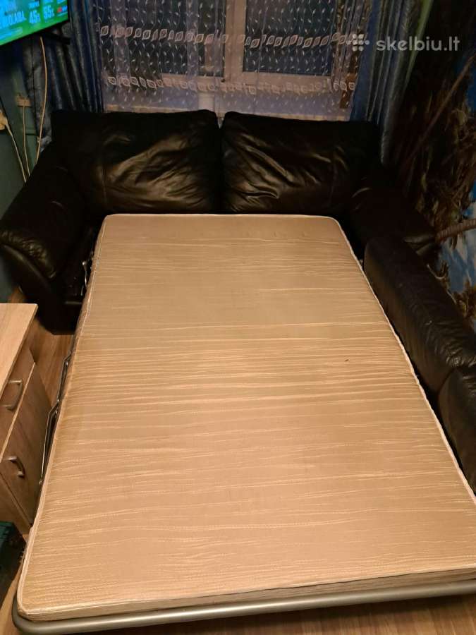 Parduodama odinė sofa-lova. - nuotraukos Nr. 3