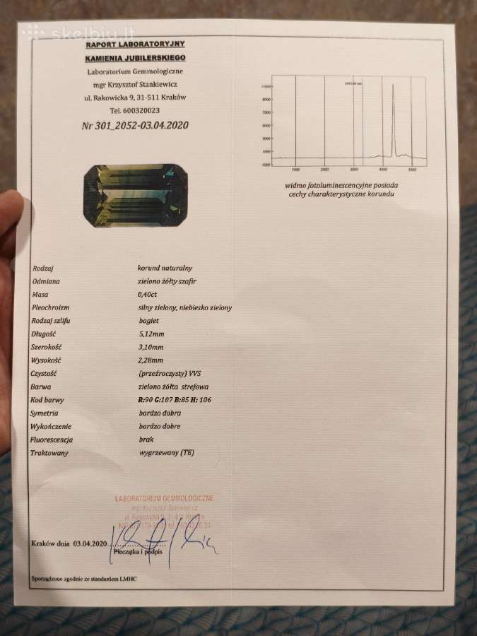 Natūralus 0,40 ct Bicolor Safyras Žaliai Geltonas - nuotraukos Nr. 10