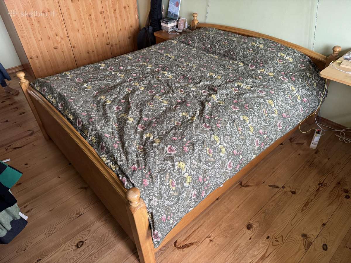 Medžio masyvo dvigulė lova 160 cm - nuotraukos Nr. 2