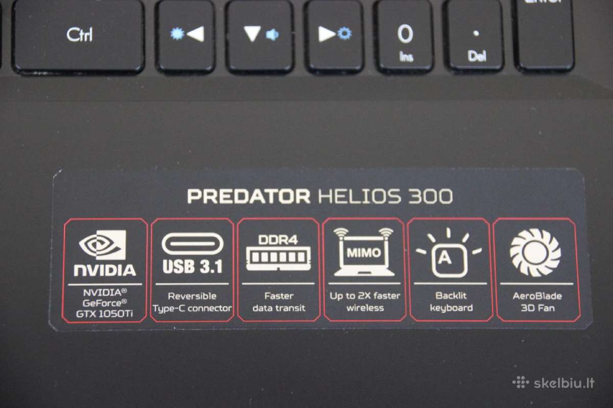 Acer Predator Helios 300 17,3 SSD+HDD 16gb gtx 4gb - nuotraukos Nr. 3