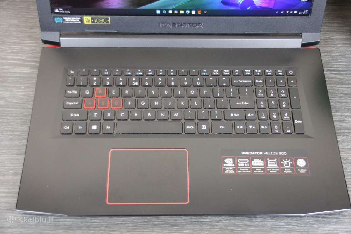 Acer Predator Helios 300 17,3 SSD+HDD 16gb gtx 4gb - nuotraukos Nr. 2