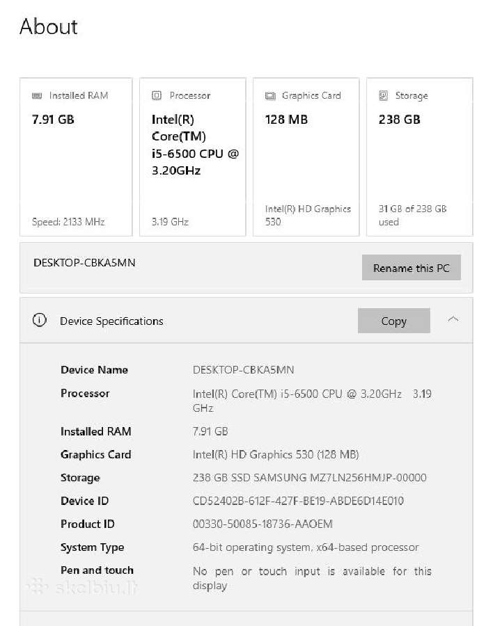 Lenovo Thinkcenre M700 i5 6500 8gb RAM - nuotraukos Nr. 7