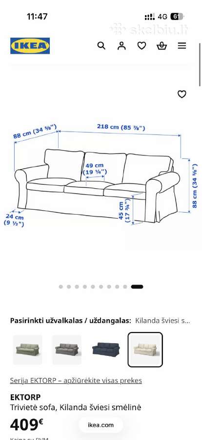 Trivietė sofa Ektorp - nuotraukos Nr. 2